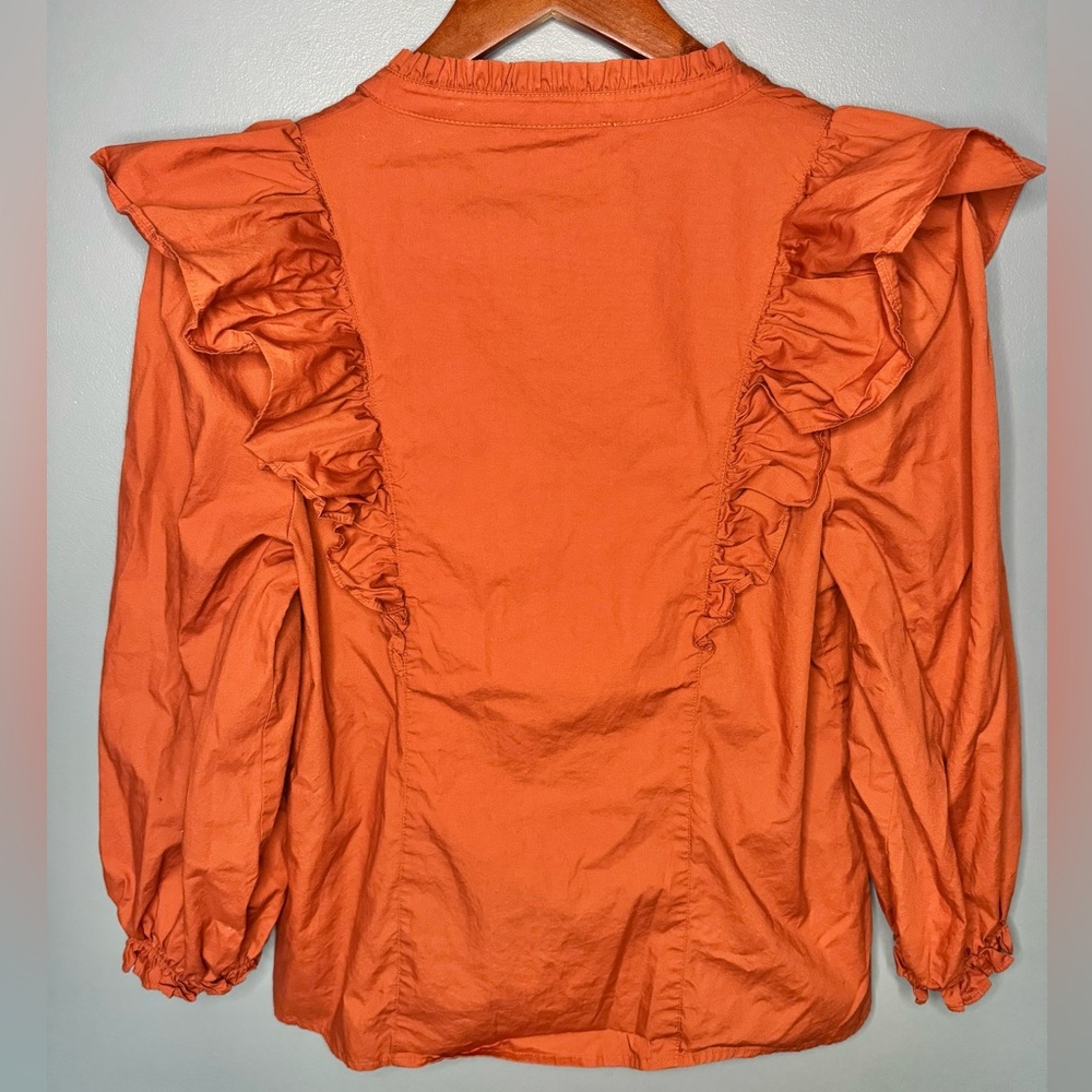 Sugarlips Rust Orange Grayson Ruffle Split Neck T… - image 10